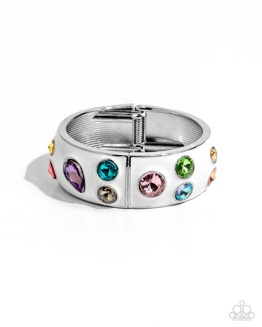 Paparazzi Planned Polka Dots - White Multi Hinge Bracelet
