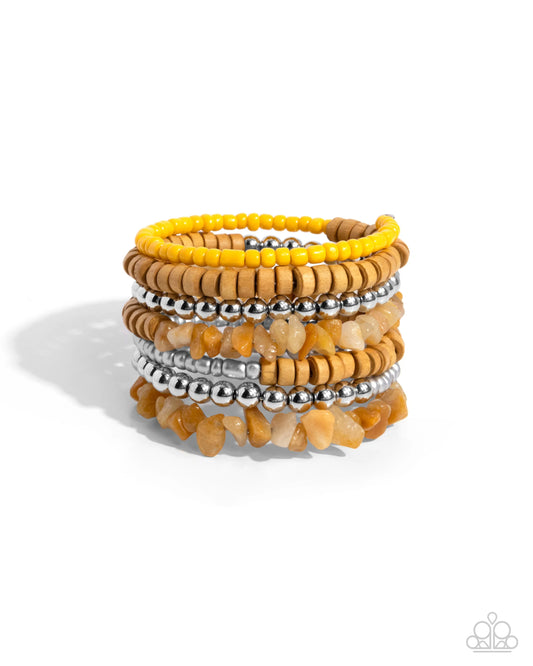 Paparazzi Plentiful Pizzaz - Yellow Coil Bracelet