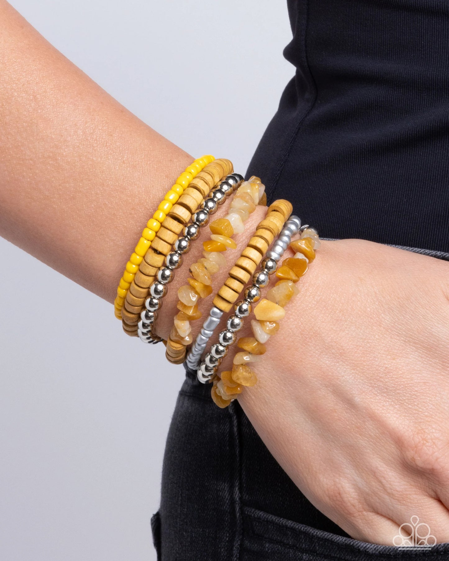 Paparazzi Plentiful Pizzaz - Yellow Coil Bracelet