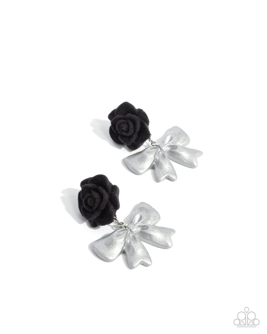 Paparazzi Rosette Rarity - Black Bow Earrings