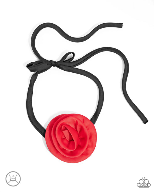 Paparazzi Rosette Reality - Red Choker Necklace
