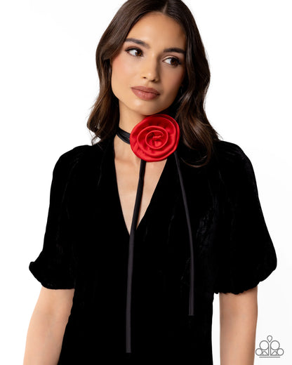 Paparazzi Rosette Reality - Red Choker Necklace
