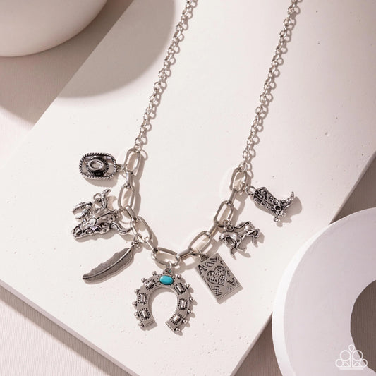 Paparazzi Saloon Girl - Blue Charm Necklace - Life Of The Party