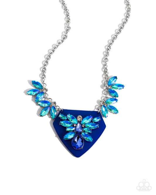 Paparazzi Scintillating Shield - Blue Iridescent Necklace