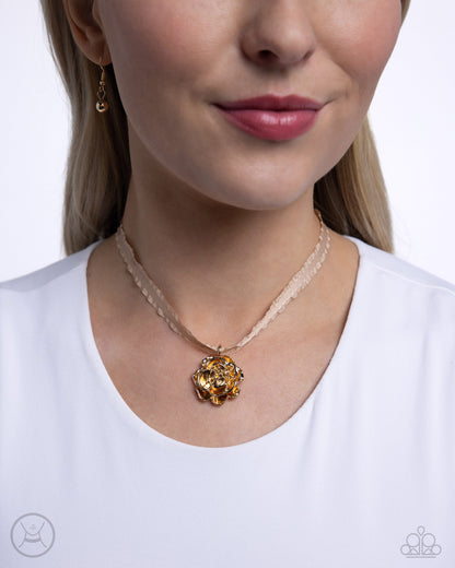 Paparazzi Seize The Spring - Gold Rose Choker Necklace
