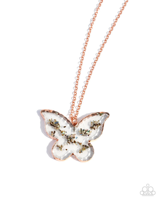 Paparazzi Skyward Shells - Copper Butterfly Necklace