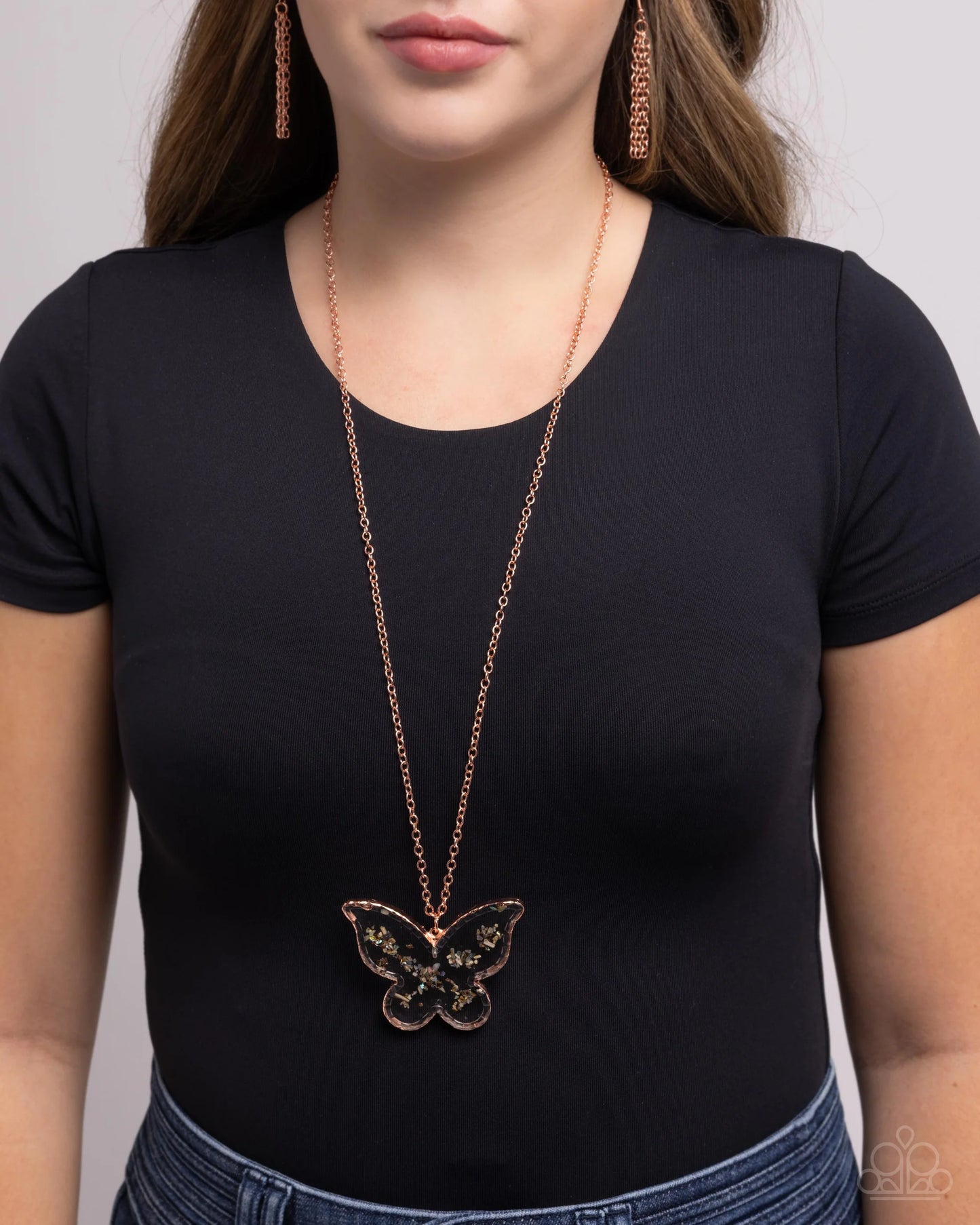 Paparazzi Skyward Shells - Copper Butterfly Necklace