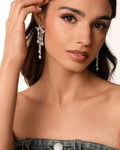 Paparazzi Stellar Scale - White Star Earrings