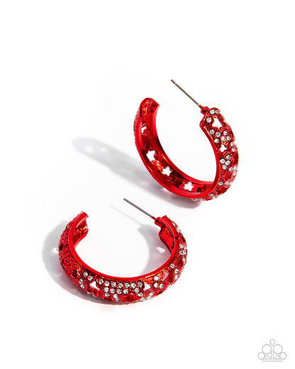 Paparazzi Stellar Significance - Red Star Hoop Earrings
