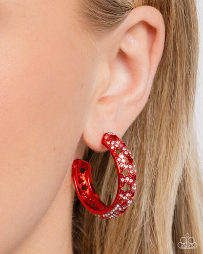 Paparazzi Stellar Significance - Red Star Hoop Earrings