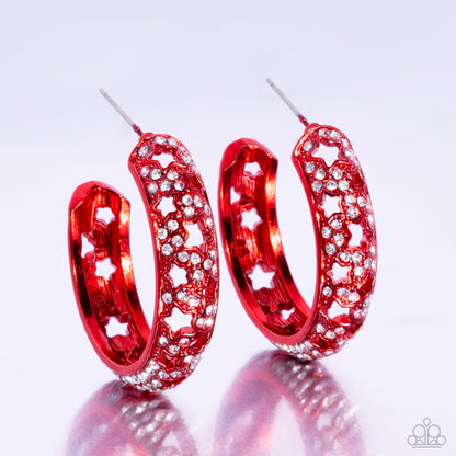 Paparazzi Stellar Significance - Red Star Hoop Earrings