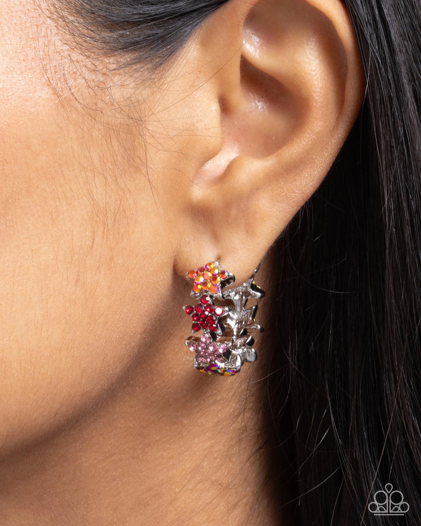 Paparazzi Stellar Surrender - Red Star Hoop Earrings