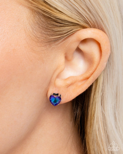 Paparazzi Sweetheart Stunner - Blue Heart Post Earrings