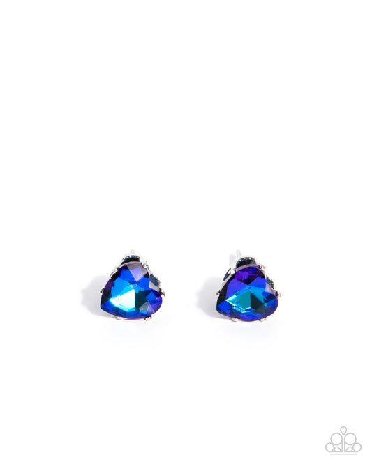 Paparazzi Sweetheart Stunner - Blue Heart Post Earrings