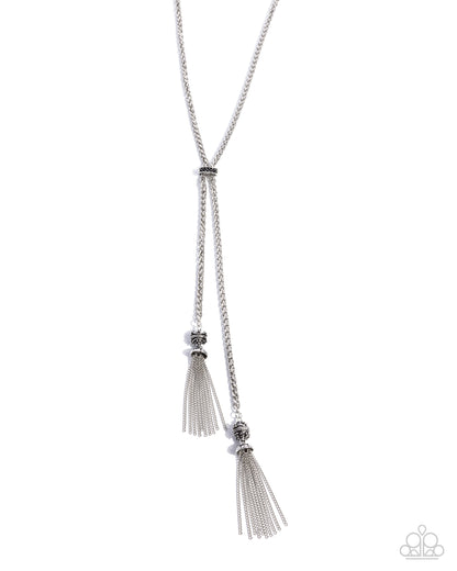Paparazzi Tassel Transit - Silver Neckalce
