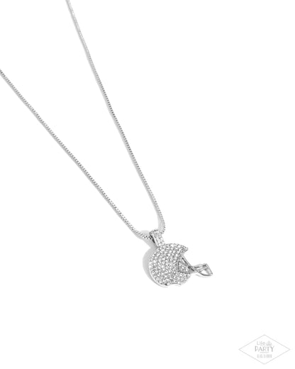 Paparazzi Touchdown Twinkle - Silver Football Helmet Necklace