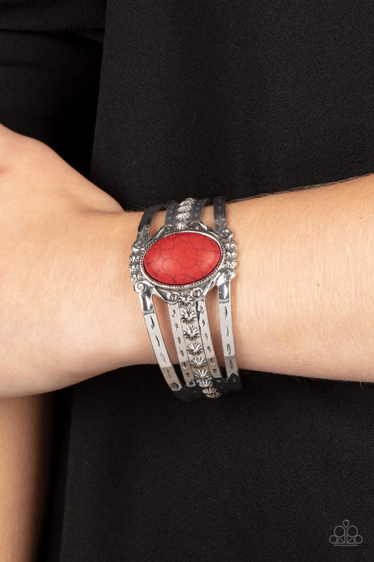 Paparazzi Mojavi Mecca - Red Cuff Bracelet