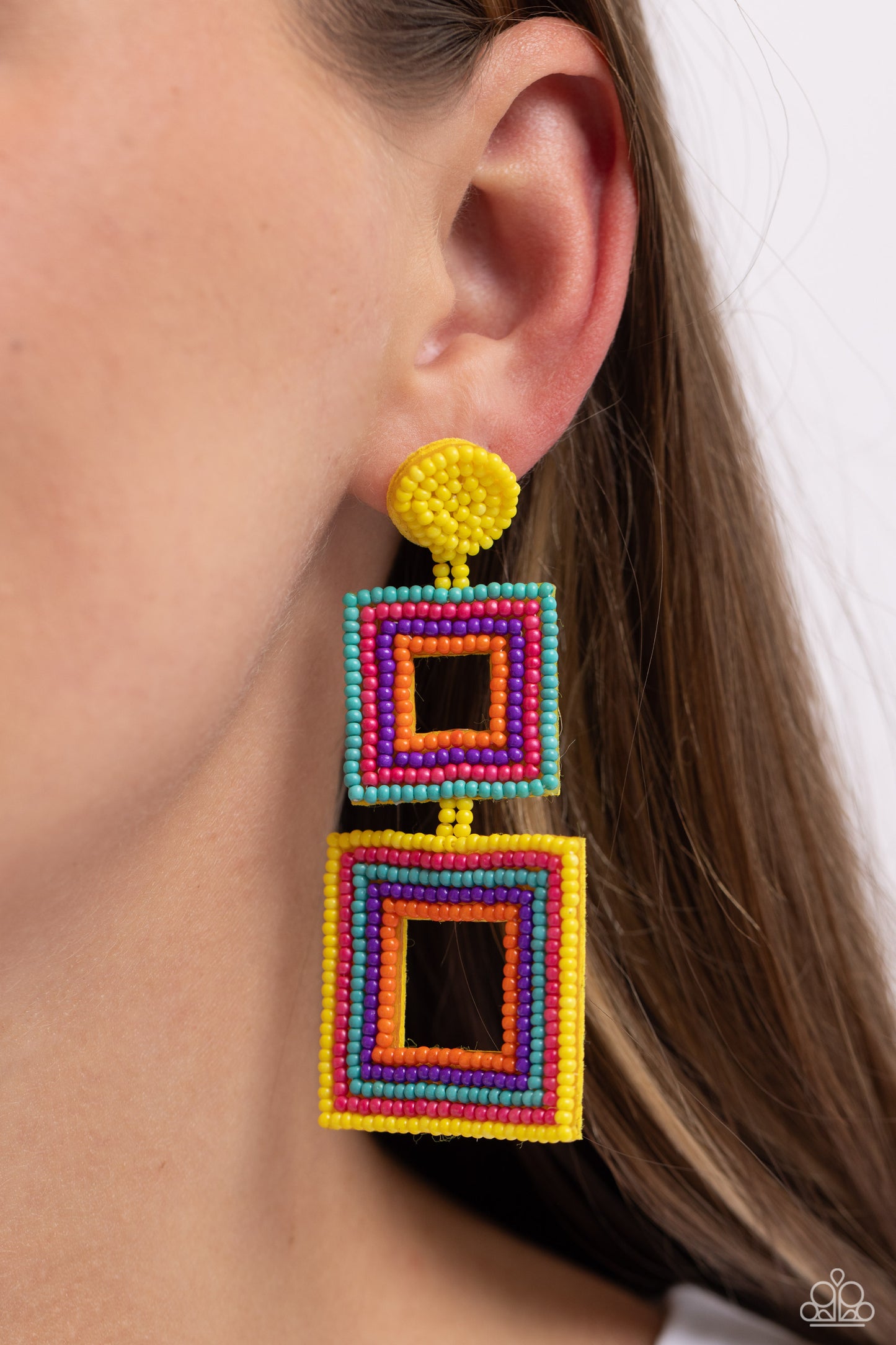 Paparazzi Seize The Squares - Multi Earrings