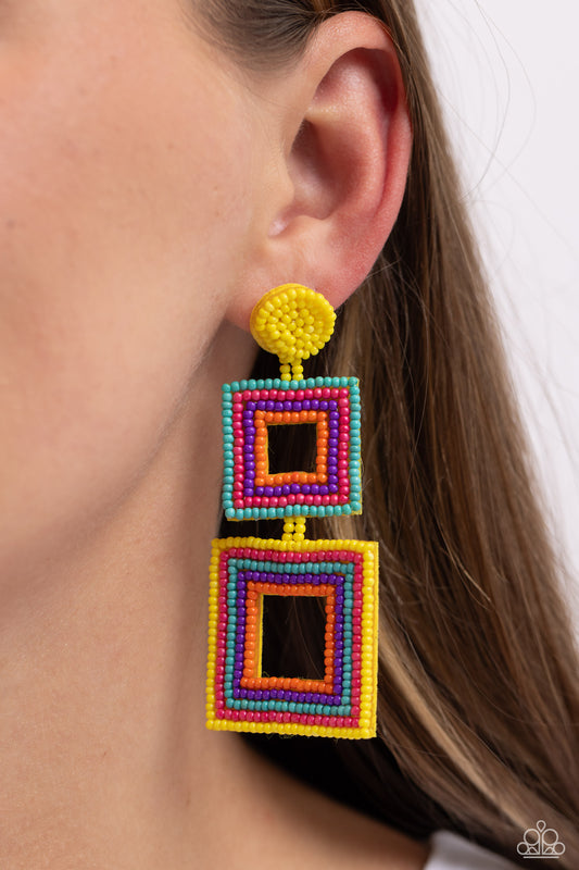 Paparazzi Seize The Squares - Multi Earrings