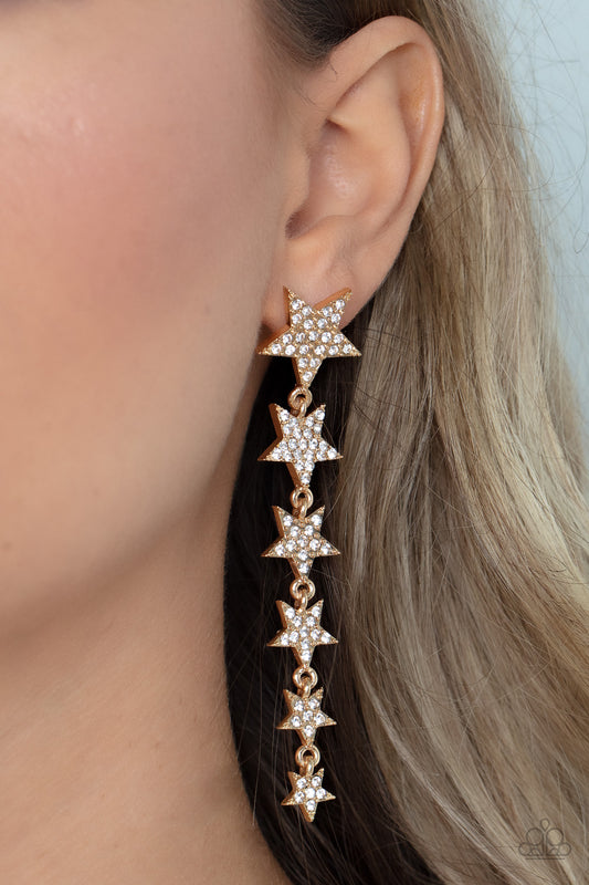 Paparazzi Americana Attitude - Gold Star Earrings
