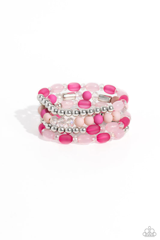 Paparazzi Glassy Gait - Pink Bracelet