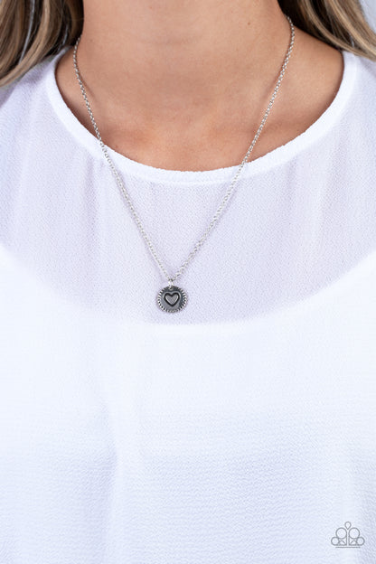Paparazzi Stamped Sentiment - Silver Heart Necklace