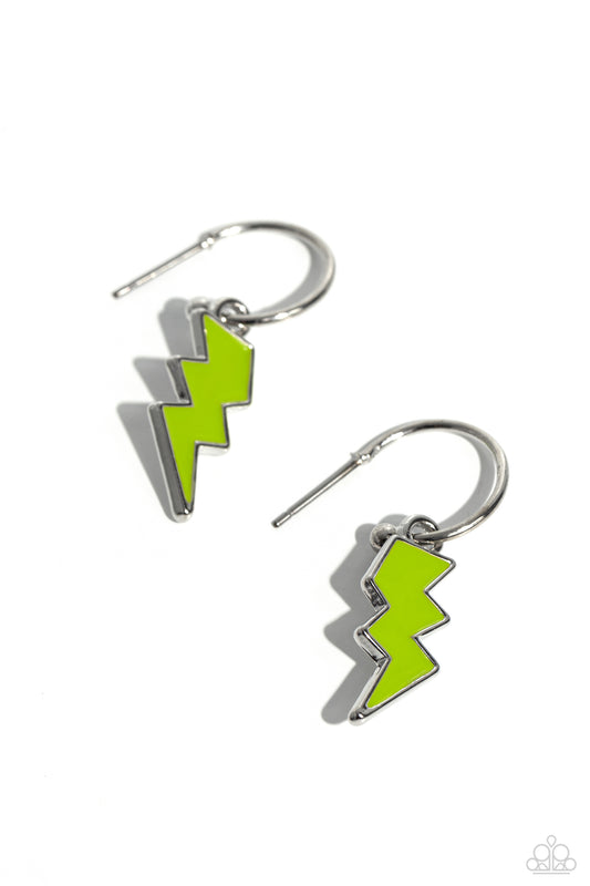 Paparazzi Lightning Limit - Green Hoop Earrings