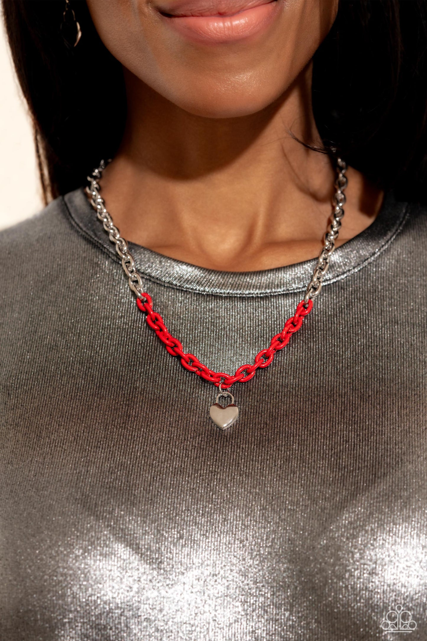 Paparazzi Locked Down - Red Heart Necklace