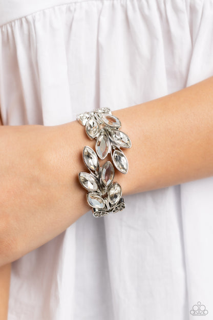 Paparazzi Luminous Laurels - White Bracelet