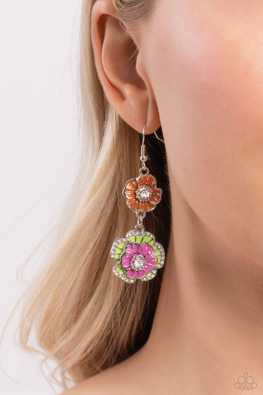 Paparazzi Intricate Impression - Multi Flower Earrings