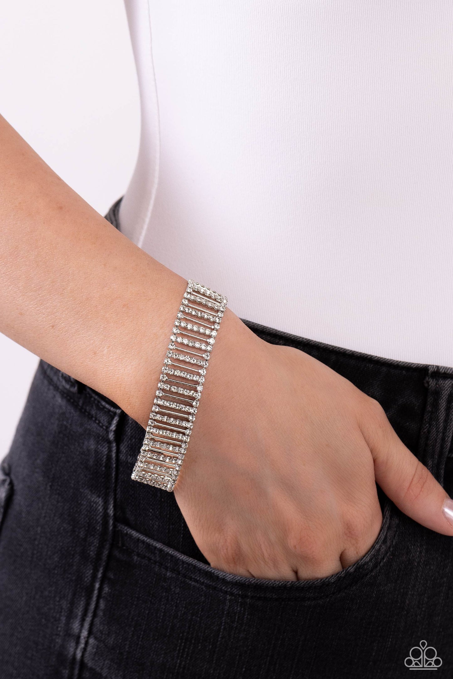 Paparazzi Elusive Elegance - White Bracelet