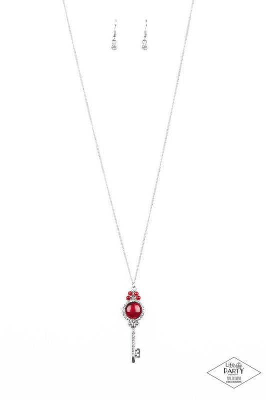 Paparazzi Unlock Every Door - Red Key Necklace