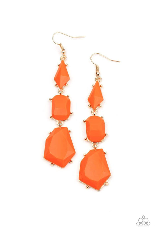 Paparazzi Geo Getaway - Orange Earrings