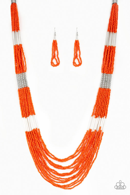 Paparazzi Let It Bead - Orange Necklace