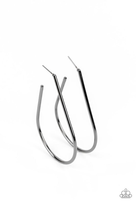Paparazzi City Curves - Black Hoop Earring