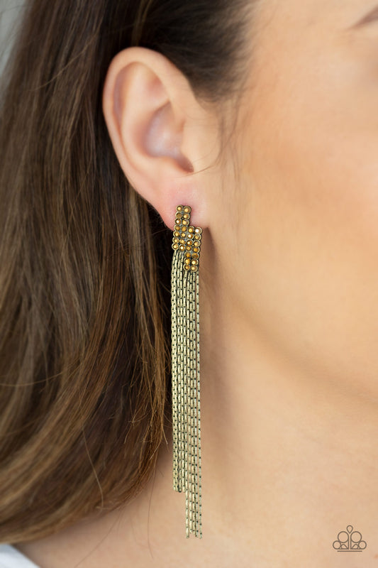 Paparazzi Radio Waves - Brass Earrings