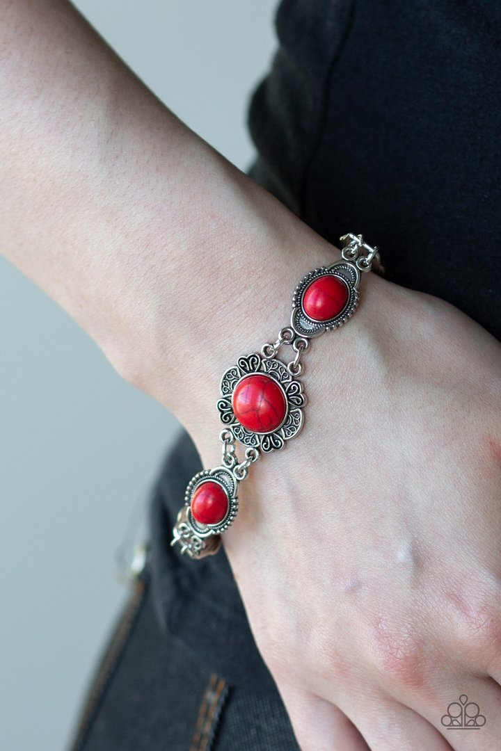 Paparazzi Serenely Southern - Red Bracelet