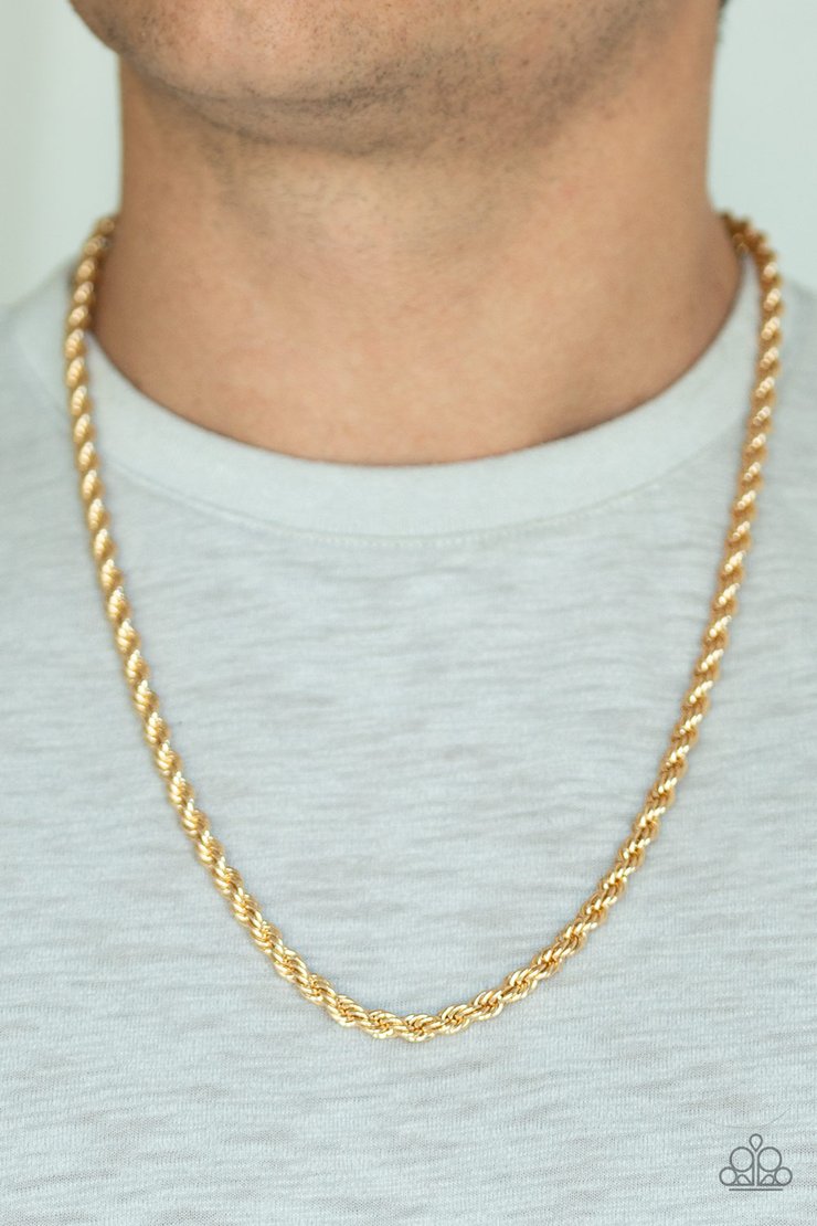 Paparazzi Double Dribble - Gold Men's Necklace