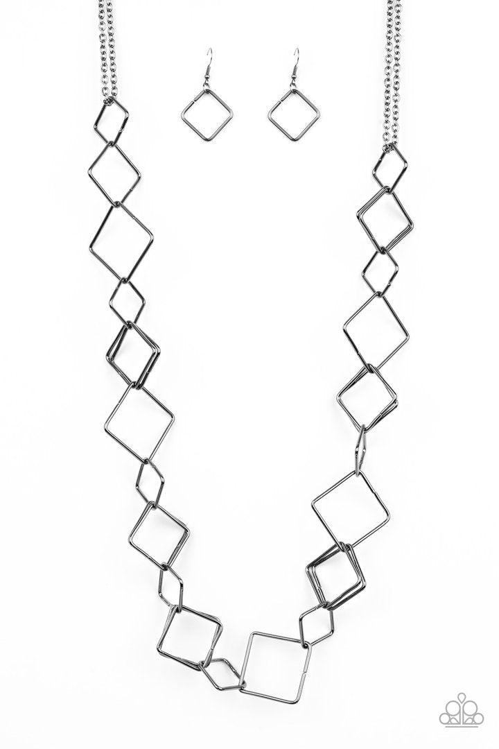 Paparazzi Backed Into A Corner - Black Necklace