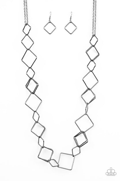 Paparazzi Backed Into A Corner - Black Necklace