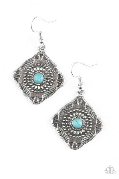 Paparazzi Fiercely Four Corners - Blue Earring