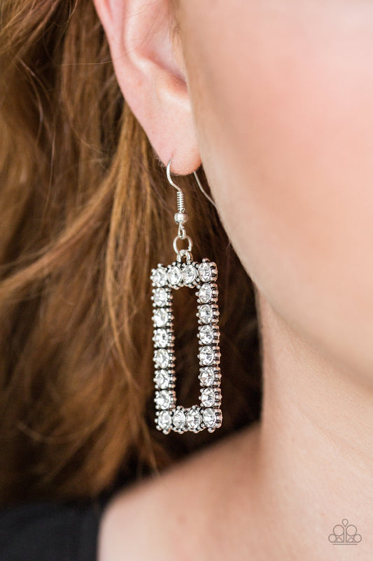 Paparazzi Mirror Mirror - White Earrings