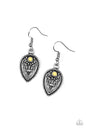 Paparazzi Distance PASTURE - Yellow Earrings