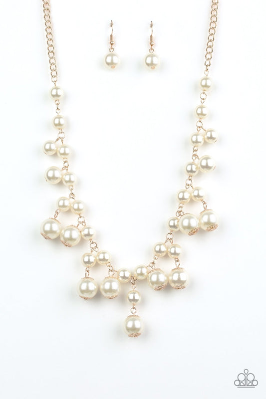 Paparazzi Soon To Be Mrs - Gold White Necklace