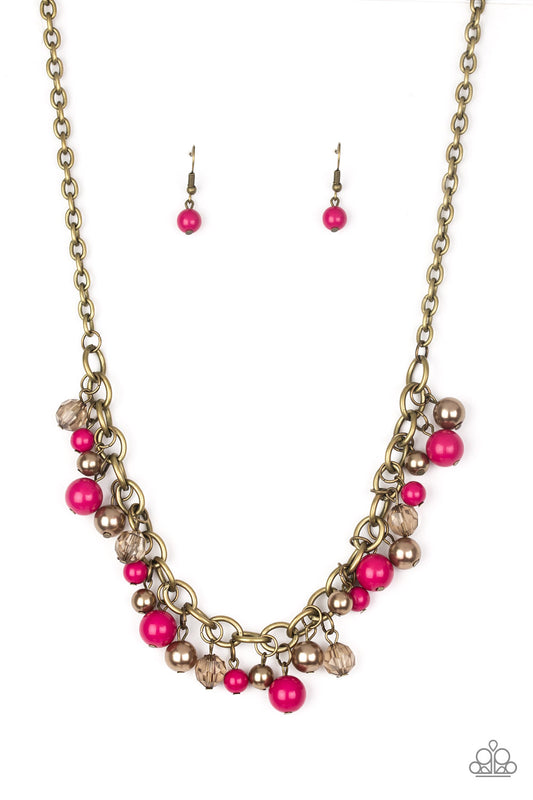 Paparazzi The GRIT Crowd - Brass and Pink Necklace