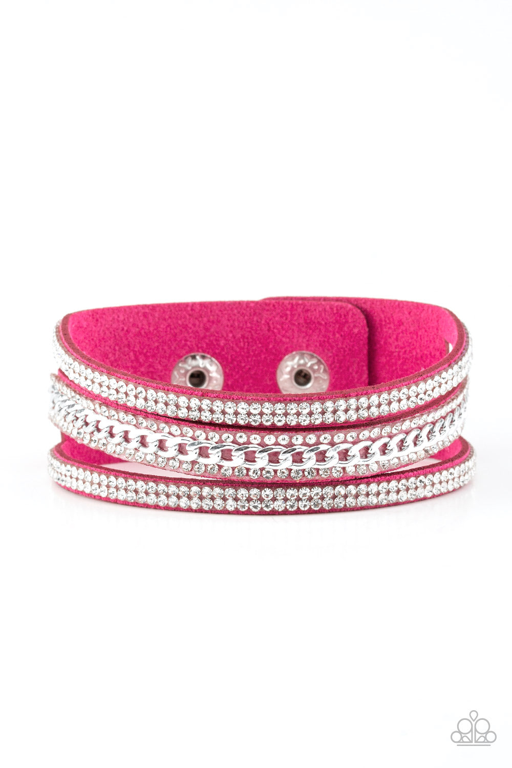 Paparazzi Rollin in Rhinestones - Pink Wrap Bracelet