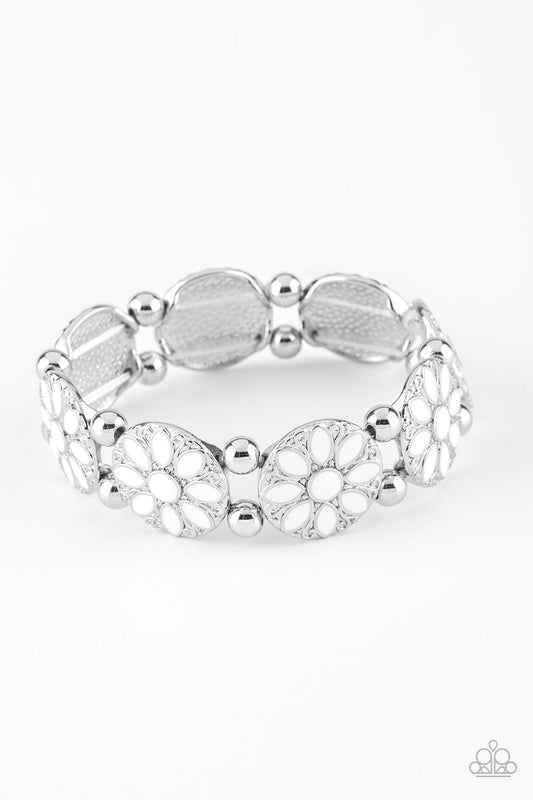 Paparazzi Dancing Dahlias - White Bracelet