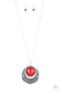 Paparazzi Medallion Meadow - Red Necklace