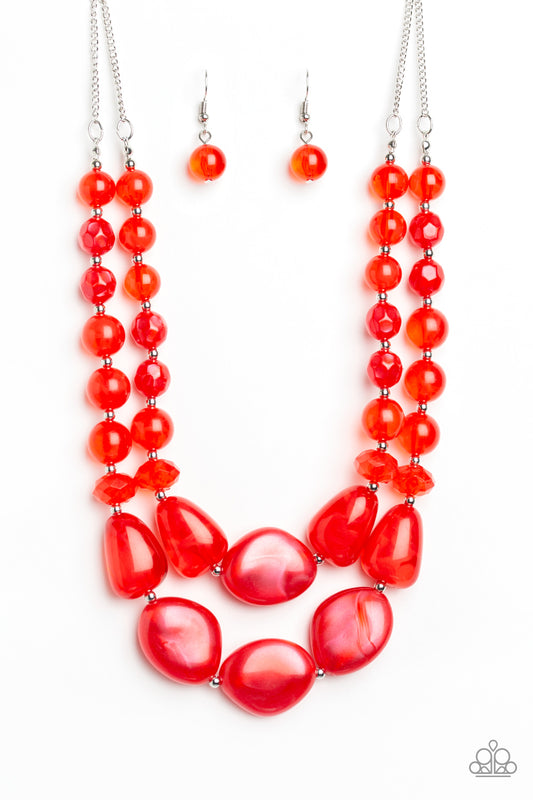 Paparazzi Beach Glam - Red Necklace