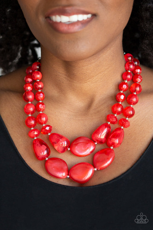 Paparazzi Beach Glam - Red Necklace